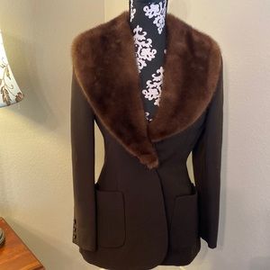 Brown Coat with Fur Collar